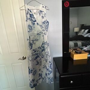 Calvin Klein Blue and White Floral Maxi Dress